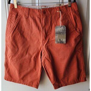Iron Co. 11" Inseam Chino Shorts Men's 32 Orange Flat Front Pockets Cotton